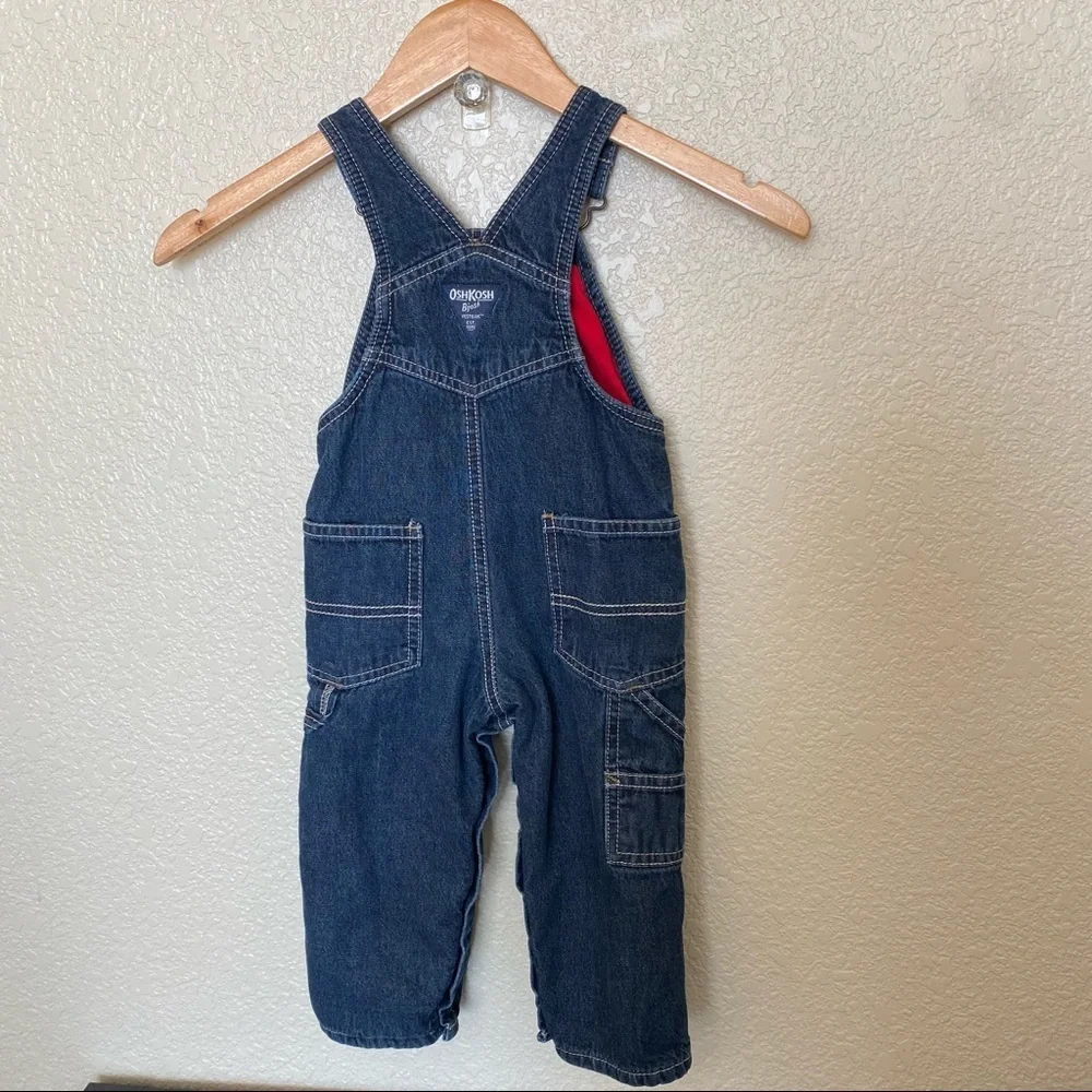 Oshkosh B’Gosh denim overalls flannel lined 18 months‎